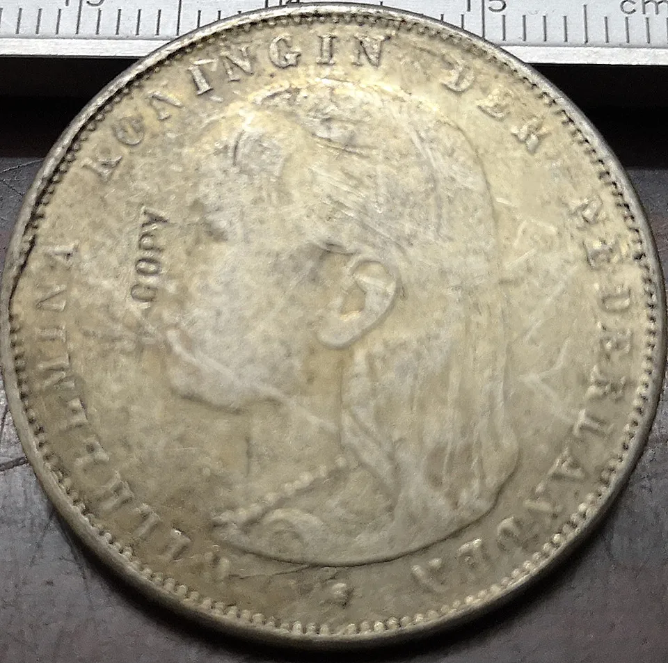 

1896 NETHERLANDS 1 GULDEN Silver Plated Copy Exact Coin