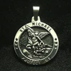 Newest Men Cool 316L Stainless Steel Star SAINT MICHAEL PROTECT US Round Medal Pendant 1