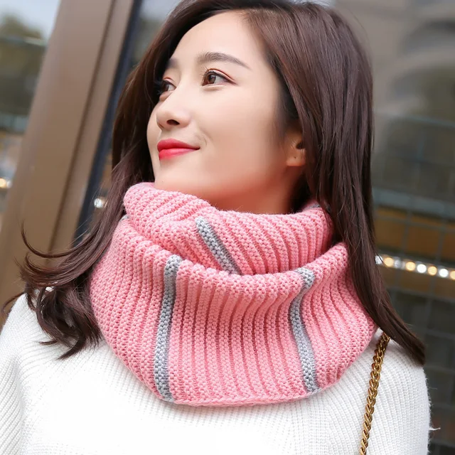 Зимние полосатые lic женщин шарф утолщаются модная вязальная шерсть воротник шаль шею Высокое качество шарфы женский Обёрточная бумага мягкая s342