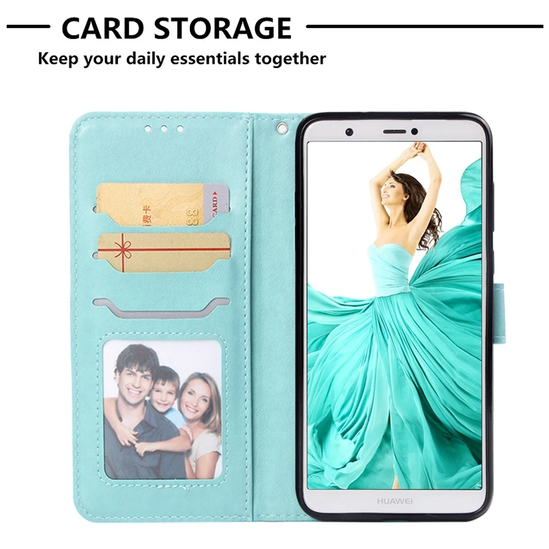 Роскошный кожаный чехол для телефона huawei P smart Cover слон шаблон Флип Бумажник Стенд