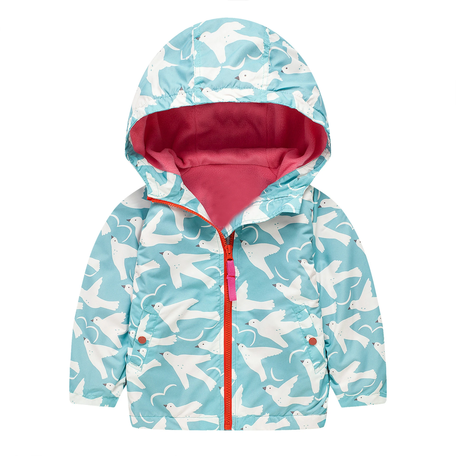Розничная, пальто для детей возрастом от 2 до 8 лет ветрозащитное пальто с капюшоном и цветочным принтом с длинными рукавами детская одежда на весну, осень и зиму - Цвет: pigeon fleece