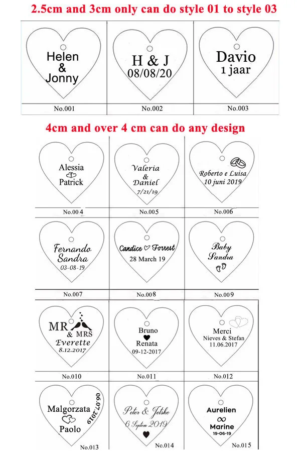  30/50/100pcs Personalized Engraved Wedding Name and Date Wooden Heart Tag Gift Favor Tag Bridal Sho - 32803502711