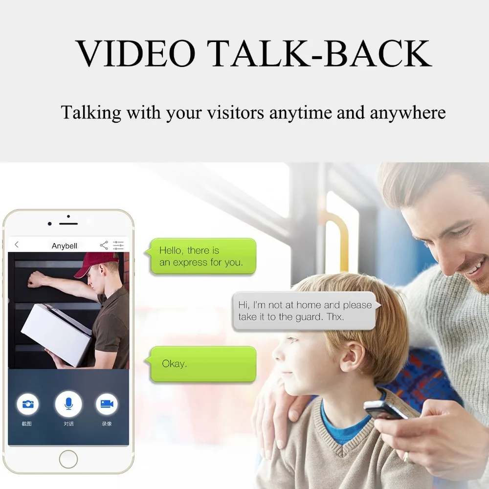 Anytek беспроводной WiFi видео дверной звонок камера IP Кольцо Дверной звонок двухстороннее аудио приложение управление iOS Android Питание от батареи
