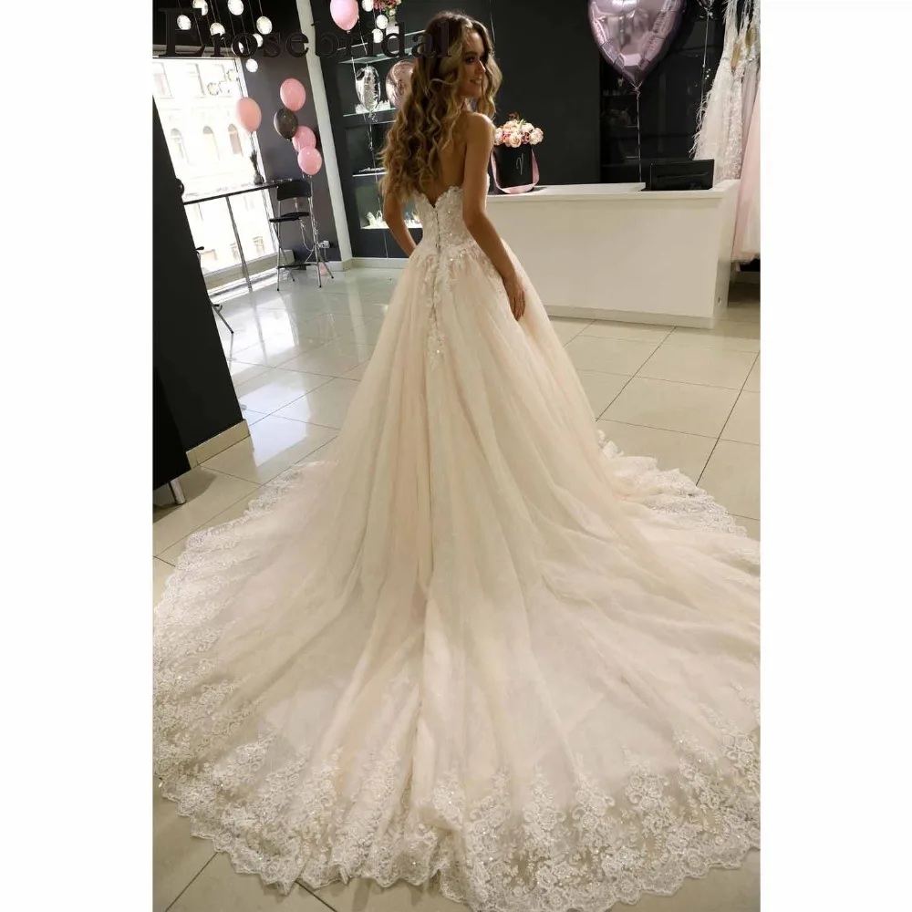 Erosebridal свадебное кружевное платье реальное изображение линия свадебное платье с бутоном сзади элегантное милое Vestido De Noiva