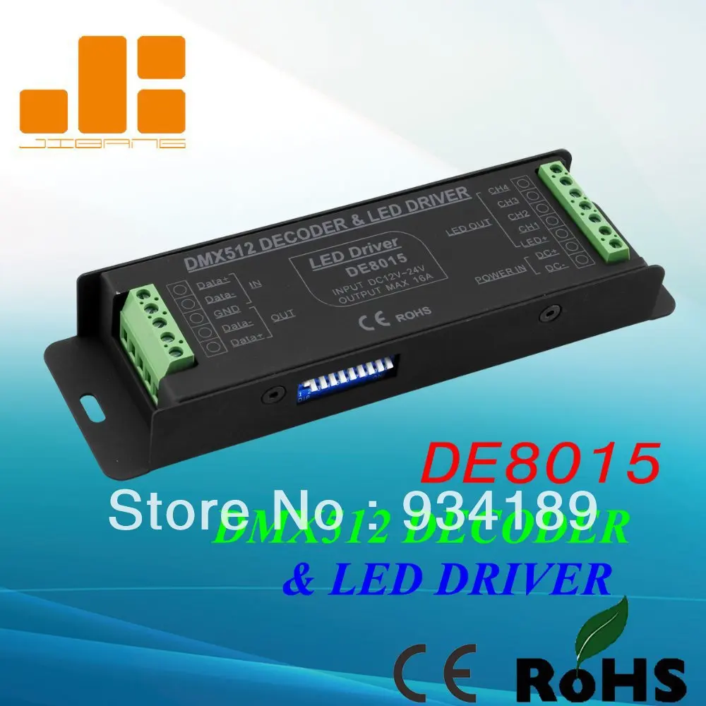 

Free Shipping DMX512 Decoder & LED Driver 4 Channels LED RGB Controller DC12-24V Constant Voltage Single CH PWM <4A Model:DE8015