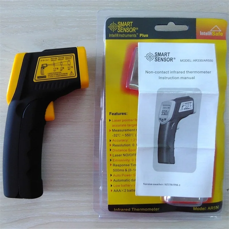 AR550 Non contact IR Digital Infrared Thermometer -32~550C / -26~1022F Point Gun Pyrometer Temperature instruments