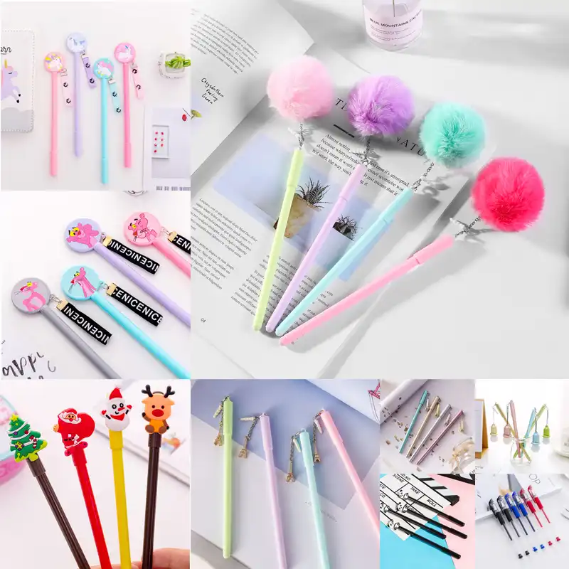 Coréen Mignon Licorne Pendentif Gel Stylo Kawaii Rose Panthère Papeterie Noël Elk Bonhomme De Neige Créatif Tour Eiffel Ampoule Chose