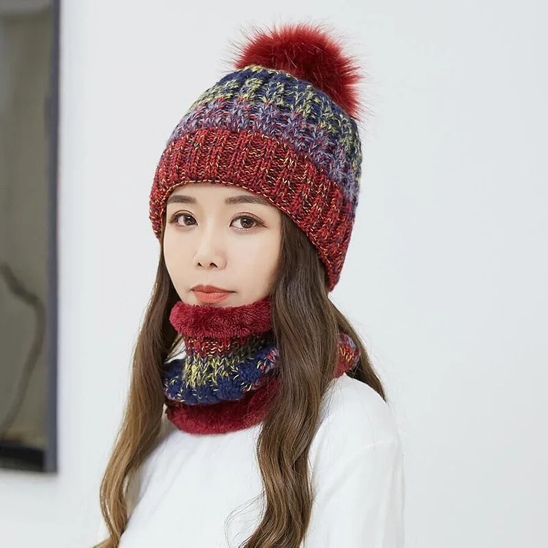 2018 Winter Beanie Scarf Hat skullies beanies Skull Soft Warm Baggy Cap