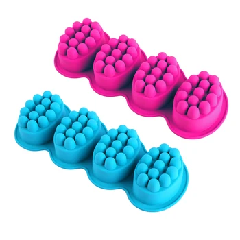 

2 Pcs 4-Cavity Silicone Soap Massage Brush Mold Oval Silicone Soap Mold Bar Mold for DIY Handmade Soap Cake Baking Mold