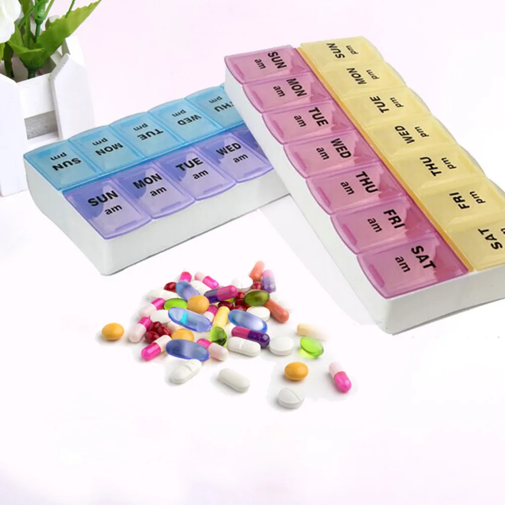 

Weekly Pill Case Splitters Storage Dispenser 7 Days Pill Case Medicine Storage Tablet Pill Box With Clip Lids Medicine Organizer