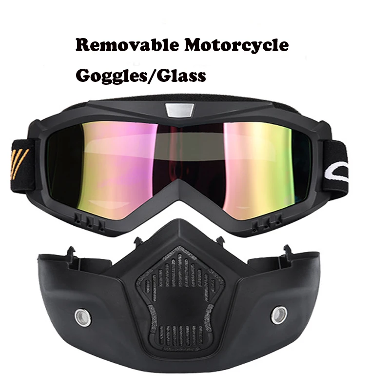 

Harley Style Motorcycle Racing Helmet Goggles Scooter Glasses Aviator Pilot Cruiser Steampunk Horse Face Cover