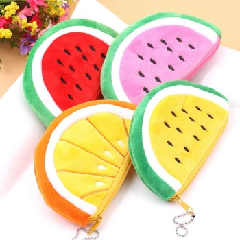 

ALIEME Kawaii Coin Purse Fruits Plush Children Zip Small Change Purse Wallet Women Pouch Money Bag Girl Mini Short Coin Holder