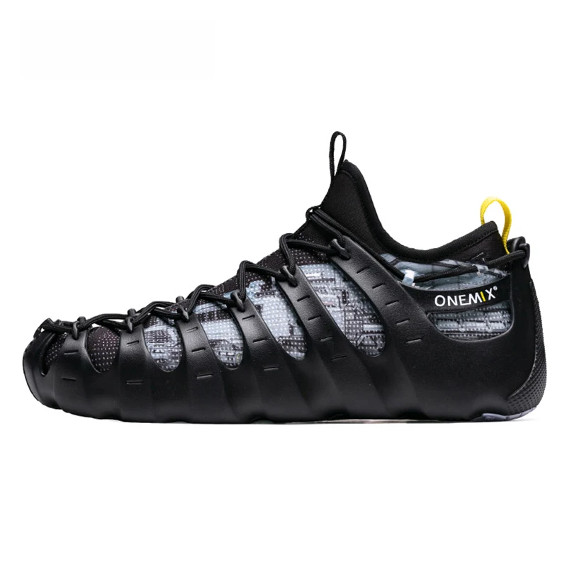 ONEMIX римская обувь мужская прогулочная обувь модные дышащие сандалии для бега беговые кроссовки мужские кроссовки для занятий на открытом воздухе Размер 47 - Цвет: Black Gray