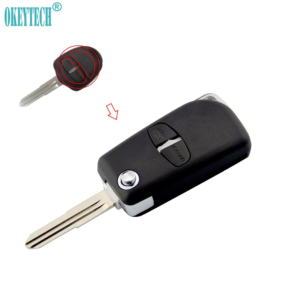 

OkeyTech Modified Flip Folding Remote Key Shell Case 2 BTN for Mitsubishi New ASX GRANDIS Outlander LANCER-EX Right Left Blade