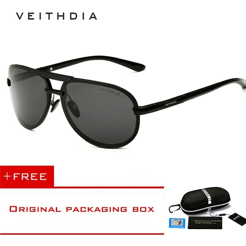 VEITHDIA, очки из алюминиево-магниевого сплава, мужские солнцезащитные очки, поляризованные линзы, солнцезащитные очки для вождения/рыбалки, мужские очки, очки для мужчин - Цвет линз: Gun Gray