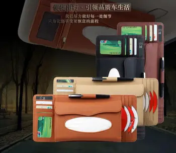 

Modern sun visor type back PU leather car Car multifunctional storage paper towel pack typenapkin box for car PZJH014