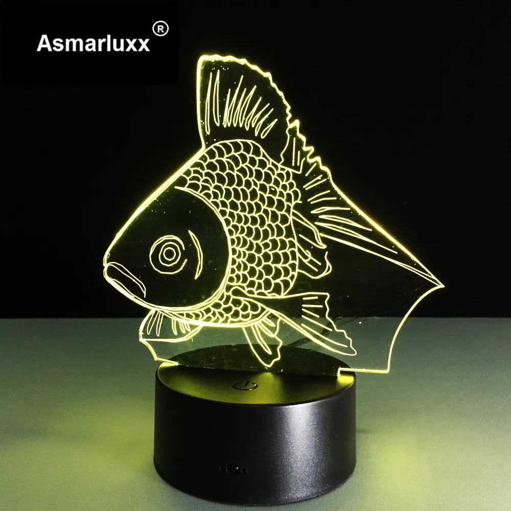 Светодиодный ночник Золотая Рыба с питанием от USB 3D декоративная лампа