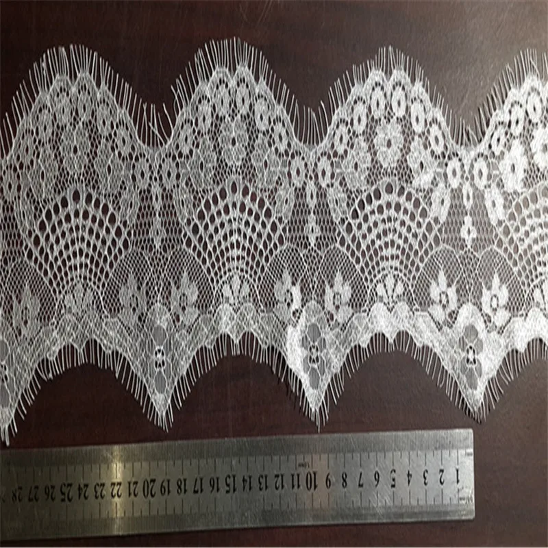 Free shipping Polyamide Eyelash Lace Fabric Lace Trim Black White Multipurpose Garment DIY Tools 300cm x 10cm 1 Piece