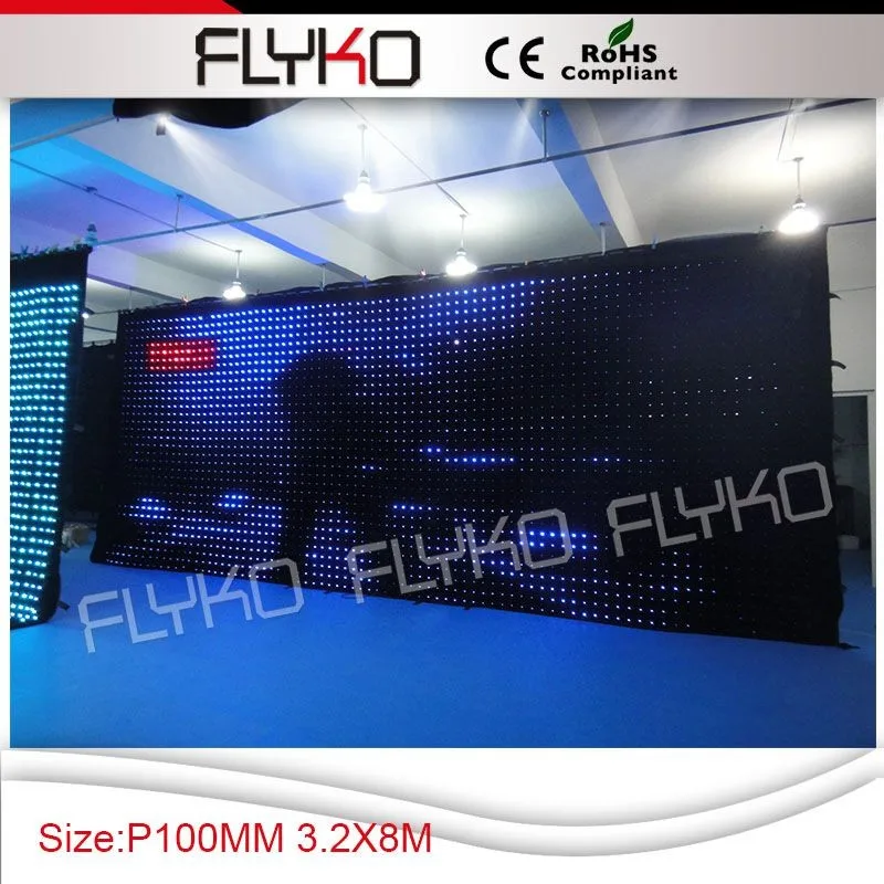 Flyko сценический Индивидуальный размер led P100MM dJ Гибкая панель шоу светодиодный экран