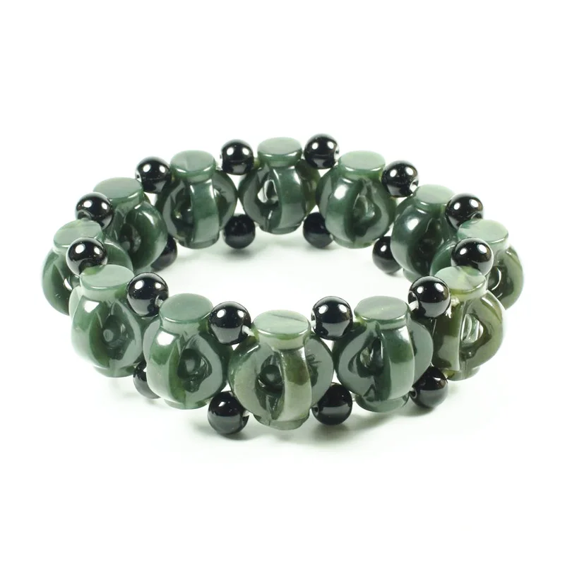 

Natural Cyan Jade Bracelet Beaded Bracelet for Men Women