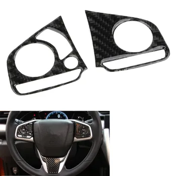 

2Pcs/set Carbon Fiber Car Steering Wheel Button Cover Trim Sticker Styling For Honda Civic 2016 2017 Auto Accessories