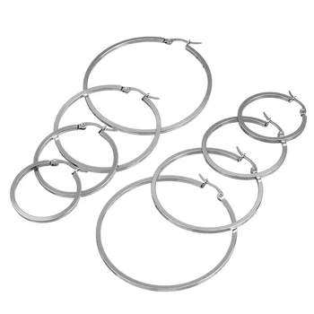 

4 pairs stainless steel square round earrings hypoallergenic ear rings for women