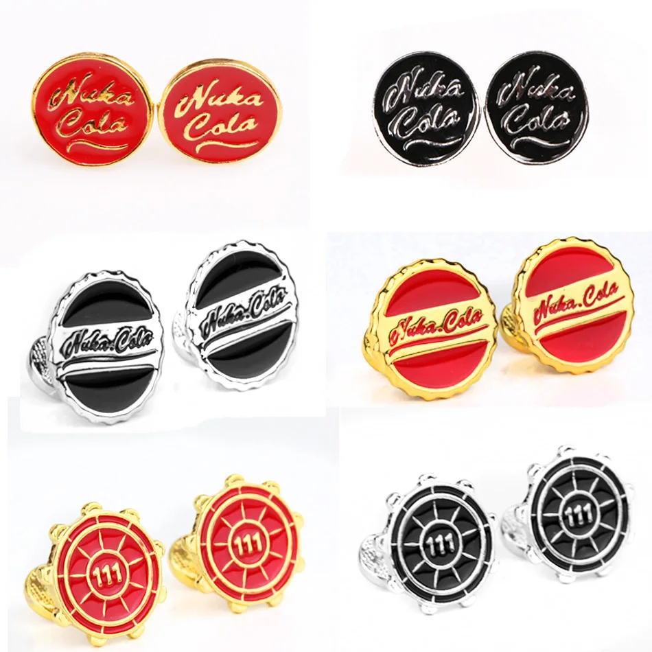 

Fallout 4 Nuka-Cola Cufflink Fallout 76 Vault 111 Enamel Cufflinks Shirt Accessories Women Men Jewelry