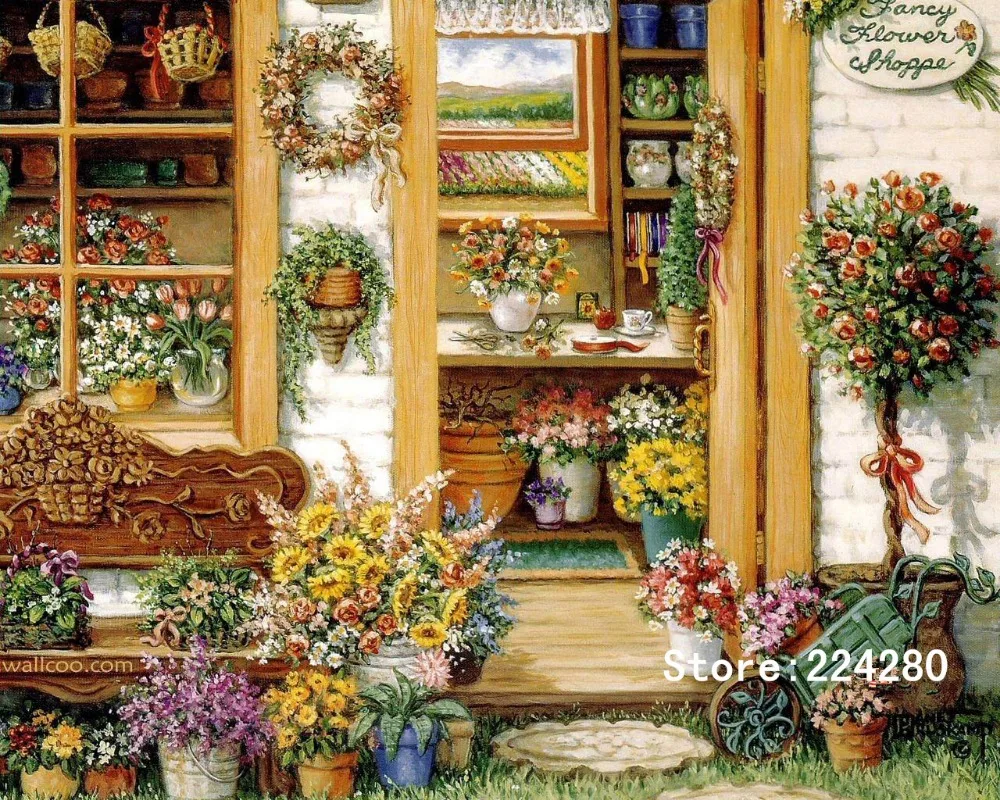 

New Romantic Garden Flower Racks Needlework,For Embroidery,DIY DMC 14CT Unprinted Cross stitch kits Cross-Stitching Decor Crafts