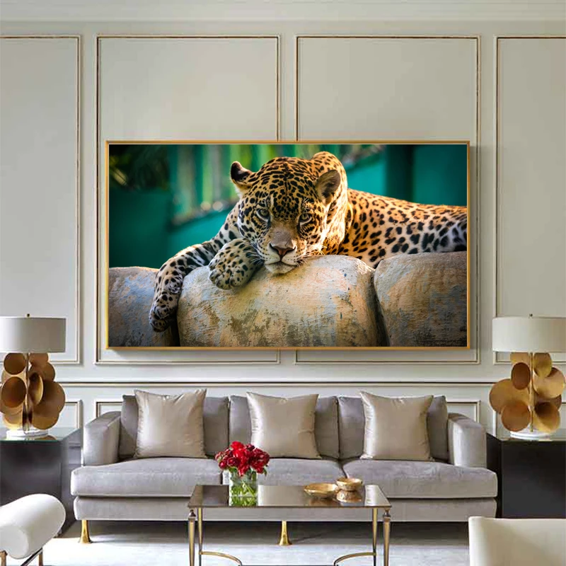 

RELIABLI ART Canvas Painting Leopard Posters And Prints Dangerous Animal Pictures Cuadros Wall Art For Living Room Home Decor