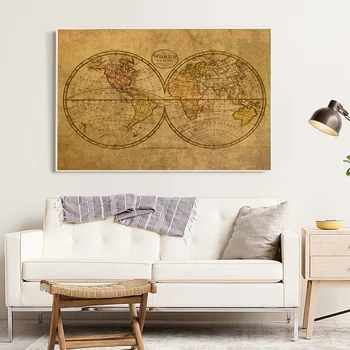

Map of The World 1798 Art Canvas Posters Painting Wall Art Decorative Home Decor