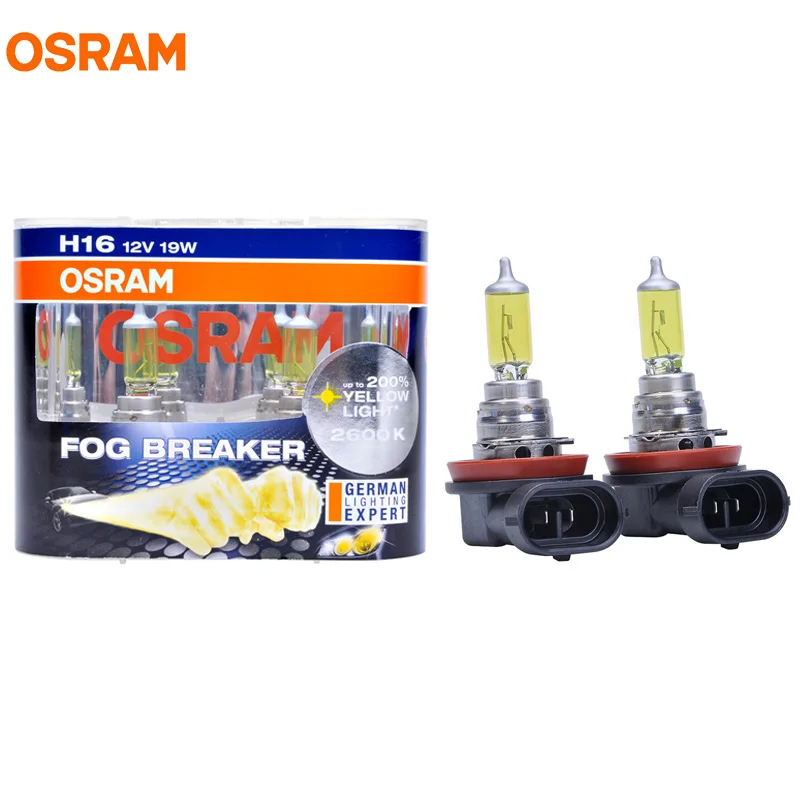 

OSRAM H16 12V 19W 2600K 62219FBR Fog Breaker Series Xenon Super Yellow Fog Lamps Car Light 200% More Yellow Bulbs Pair