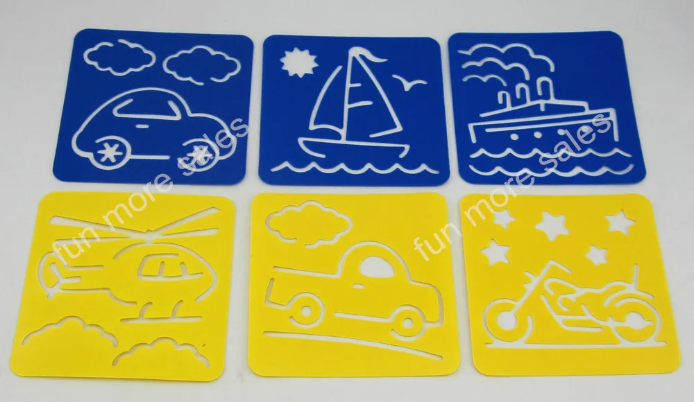12Designsset-Stencils-for-painting-Transportation-tool-Kids-drawing-templates-Plastic-boards-baby-hot-toys-for-child-128x128mm-1