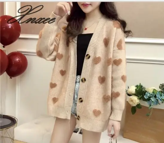 

2019 spring and autumn new loose sweater sweater cardigan women