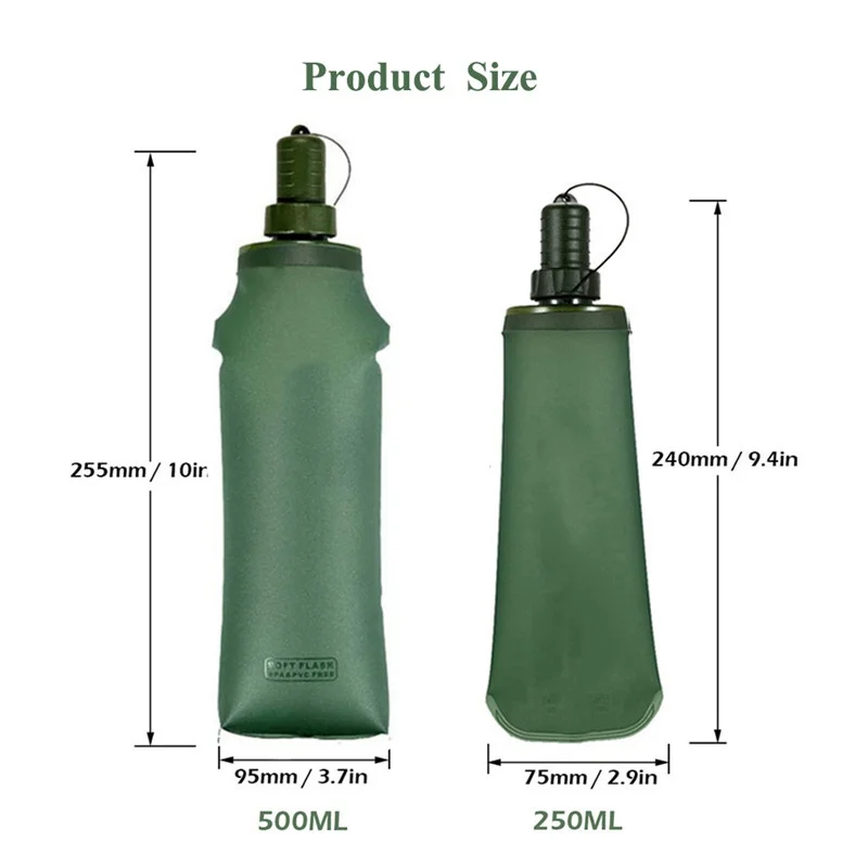 

250ml 500ml TPU Sport Bottle Hydro Soft Flask Collapsible Drink Water Bottle Outdoor Running Camping Hiking Bicycle Fitness