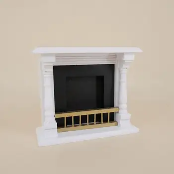 

Mini White Wood Fireplace Furniture Modeling Toy for 1:12 Doll House