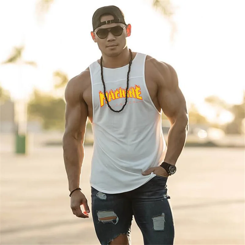 Muscleguys Gyms Tank Top Men Workout Clothing Bodybuilding Stringer Muscle Vests Cotton Patchwork Singlets fitness homme