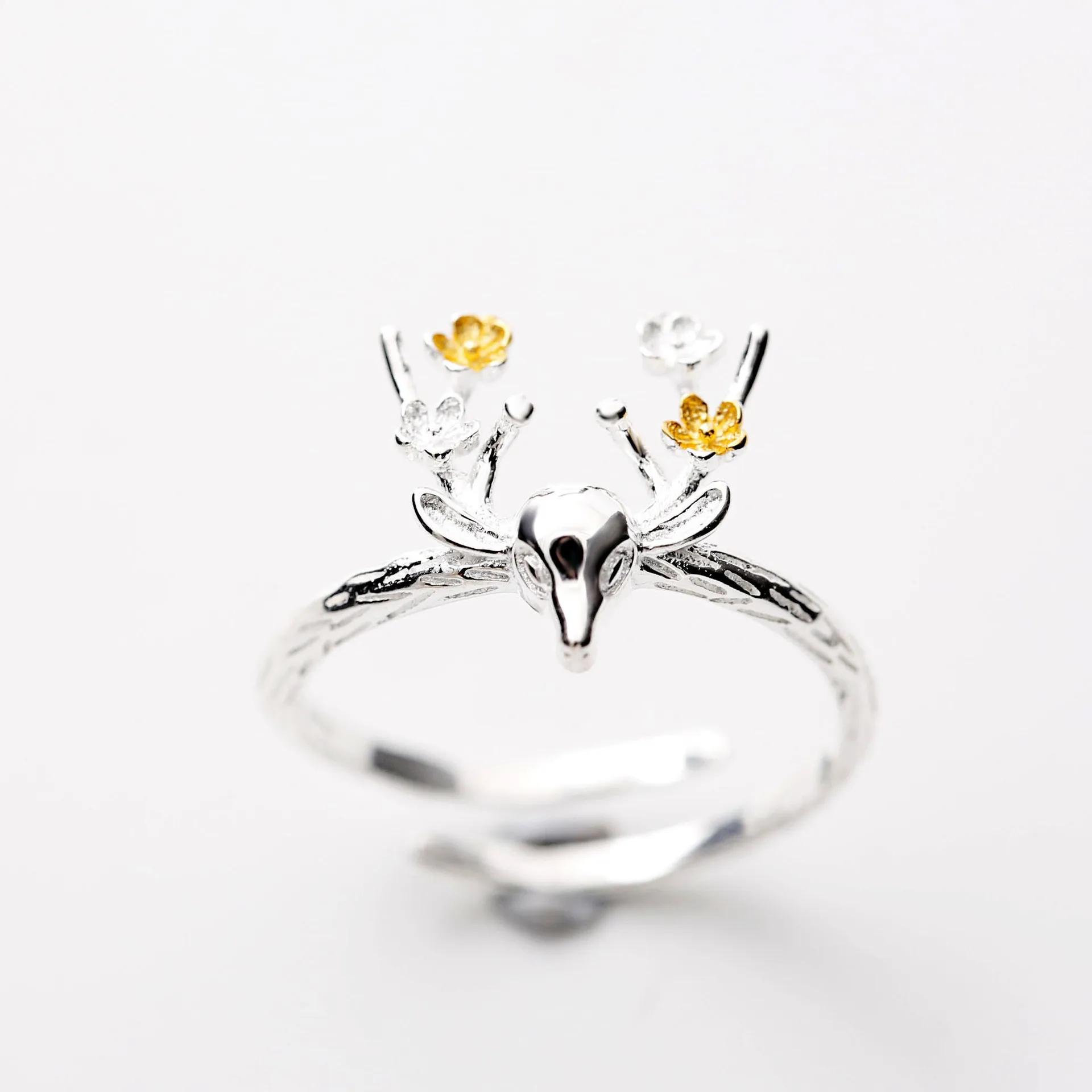 Plum Antlers 925 silver rings fashion jewelry vintage adjustable rings for women gift