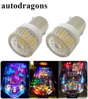 

autodragons 100PCS Ba9s #44 Bayonet AC 6V/6.3V 2*5630 SMD+Flat Cap LED Pinball Machine Light Bulb Lamp Super White Non ghosting