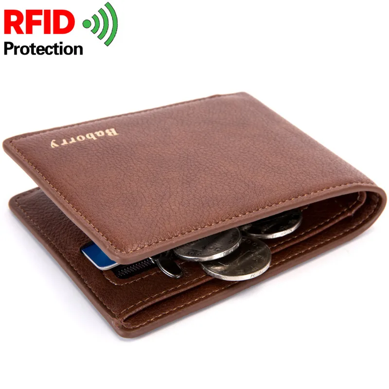 Rfid Theft Protect Mens Wallet Wallets for Men with Zipper Coin Pocket Male Money Bag Wallets ...