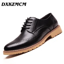 DXKZMCM Handmade Leather Bullock Men Formal Shoes Casual British Style Men Oxfords Fashion Dress Shoes For Men