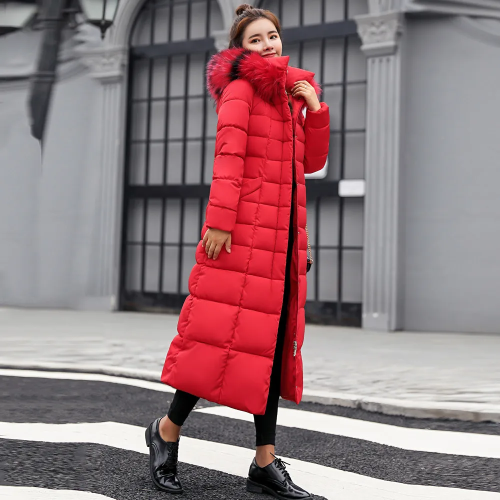 FREE OSTRICH Clothes coat Women Outerwear Fur Hooded Coat Long Cotton-padded Jackets Pocket Coats and Jacket women coat Winter