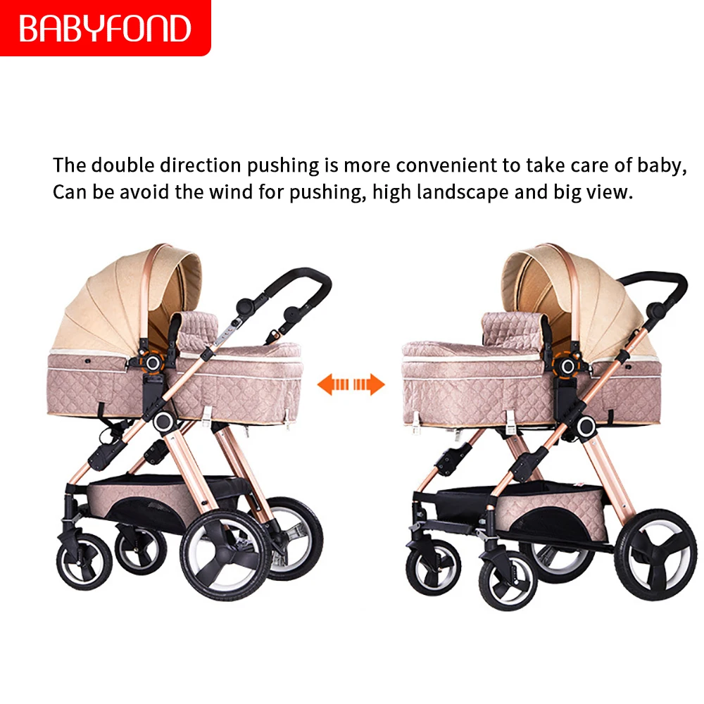 2 в 1 детская коляска с высоким пейзажем, детская коляска, может лежать, складной светильник, двусторонний четырехколесный амортизатор, детская коляска