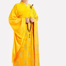 Будда аббат монахи одежда вышивка буддизм халат шаолин монах платье медитации лежала cassocks буддийский зуйи желтый