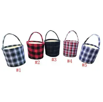 

50pcs/lot New Arrival Latest Fashion Personalized Easter Tote Bags Personalized Canvas Monogram Plaid Easter Bucket SN001