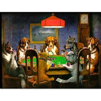 

Frameless Pictures DIY Painting By Numbers Painting On Canvas Home Decor Wall Art Abstract Oil Painting Dog Playing Cards