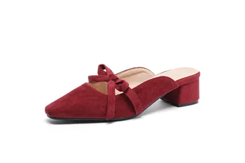 

Wild 2019 spring and summer new thick with a heel pointed toe sandals 31-43