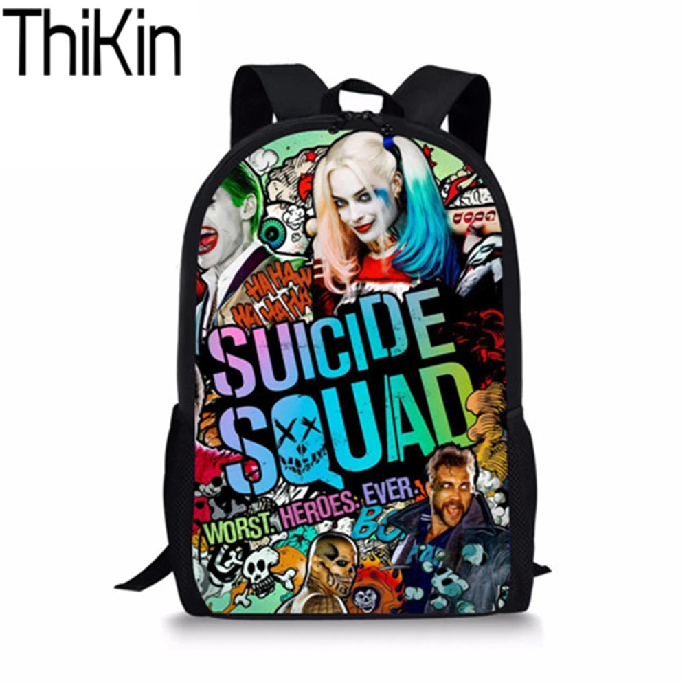 

THIKIN Harley Quinn Joker Woman Backpack for Girls School Bags Kids Bags Boys 3D Cartoon Backpack for elementary School Seasoon