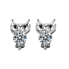 CiNily Серебряная запонка в форме совы серьги с милыми животными прозрачные с большими кристаллами модные украшения Рождественский подарок для девушек женщин пара