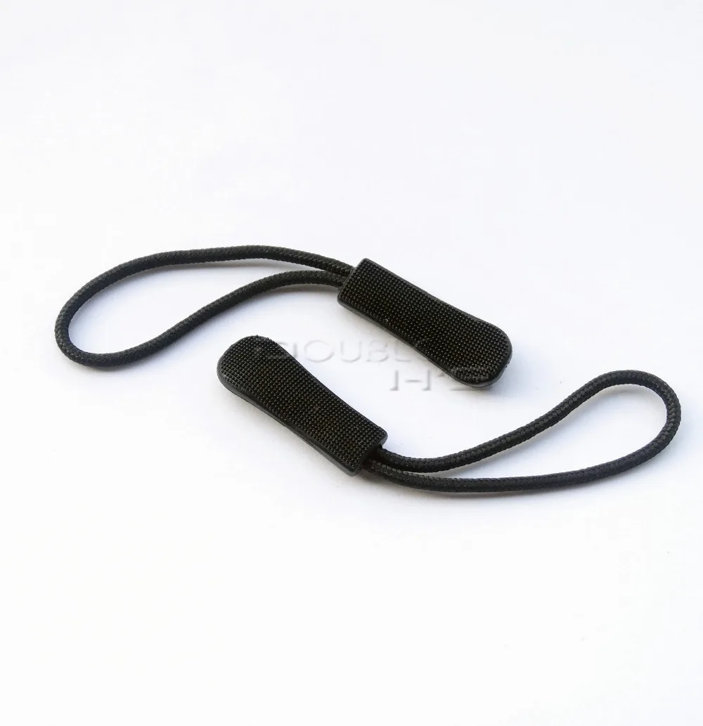 50pcs/lot Black Plastic Zipper Pull Strap Cord For Backpack/Clothing Accessories