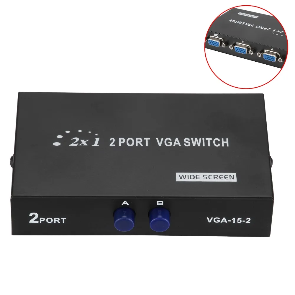 

2 Port VGA Monitor Projector Sharing Sharer 2 PC to 1 Monitor Selector Switch Box manual Switcher converter for LCD PC TV